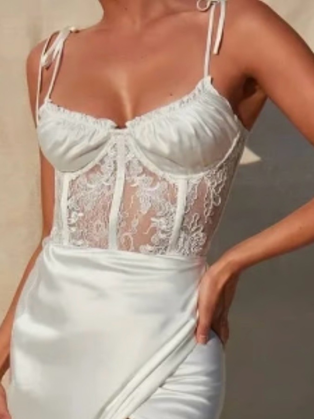 V. Chapman Lily Corset Bustier Top White Lace Satin Size 10